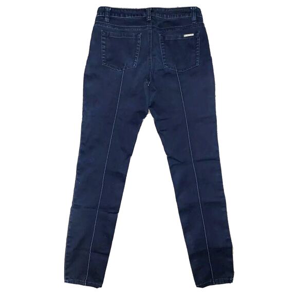MICHAEL KORS Women's Front Seam Dark Rinse Mid-Rise Skinny Denim Jeans | Size 14 - Picture 3 of 5